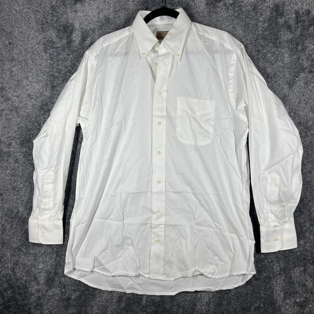 Gitman Gold Shirt Mens M White Long Sleeve Button Up Cotton Classic Collared